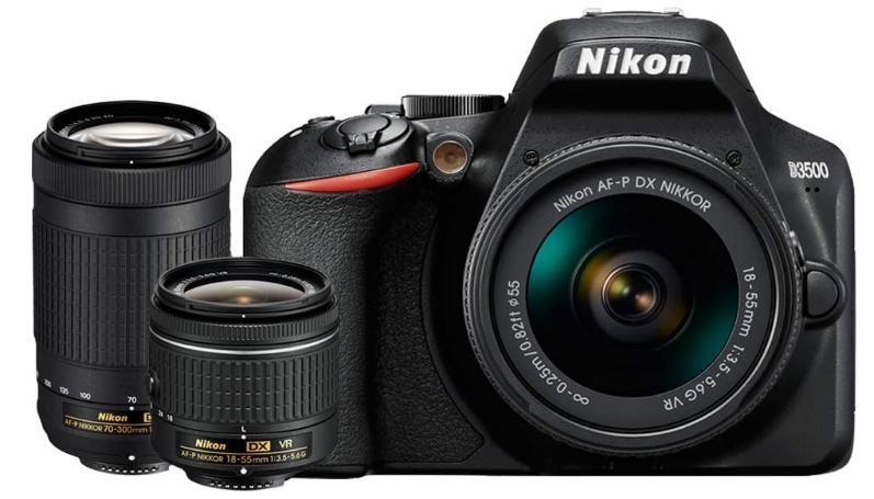 Nikon D3500 DX-Format DSLR Two Lens Kit with AF-P DX NIKKOR 18-55mm f/3.5-5.6G VR & AF-P DX NIKKOR 70-300mm f/4.5-6.3G ED, Black