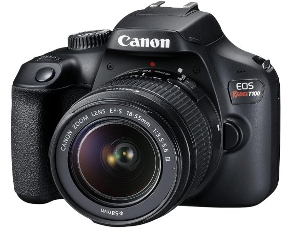 Canon EOS Rebel T100 DSLR Camera with EF-S 18-55mm f/3.5-5.6 III Lens, 18MP APS-C CMOS Sensor, Built-in Wi-Fi, Optical Viewfinder, Impressive Images & Full HD Videos, Includes 32GB SD Card
