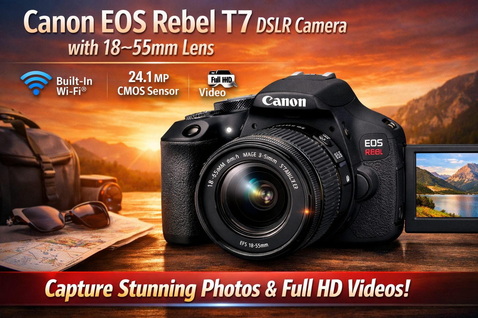 Canon EOS Rebel T7 DSLR Camera with 18-55mm Lens