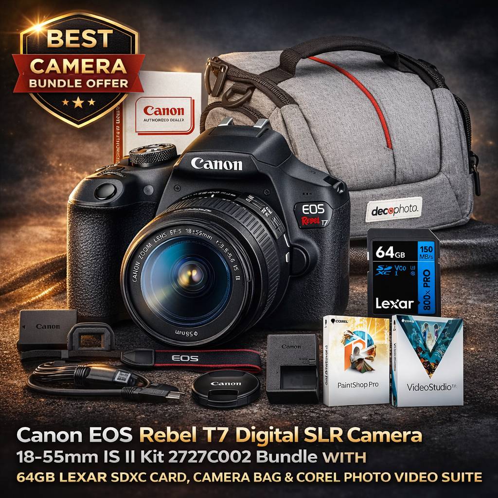 Canon EOS Rebel T7 Digital SLR Camera 18-55mm